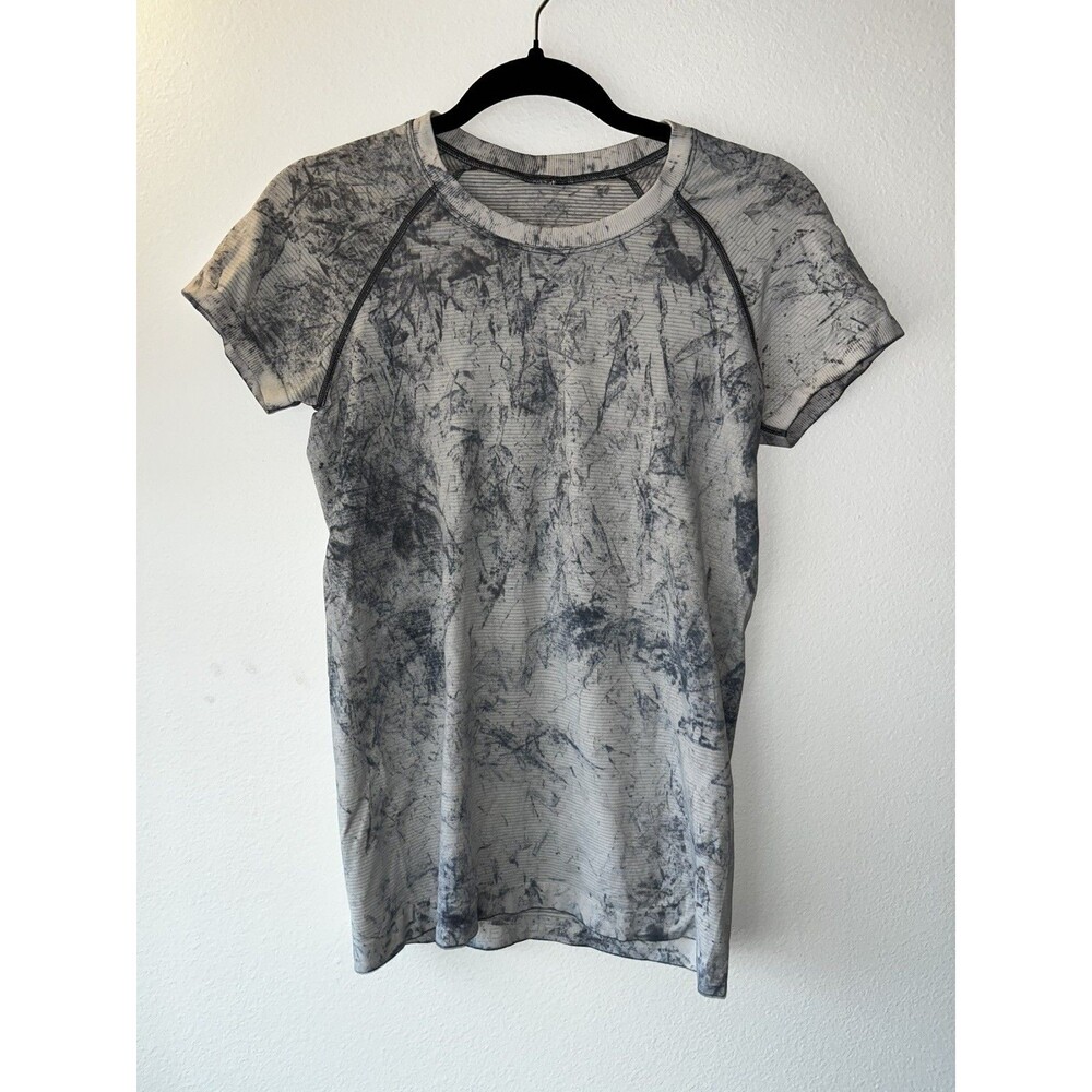 Lululemon Swiftly Tech Short Sleeve Womens 8 Grey Tie Dye Excellent Athletic Top